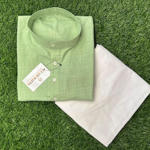 Light Green Color Premium Pure Cotton Kurta Pajama Set for Men | Cotton Men Kurtas | Green Color Kurta | Soft Kurta for Men