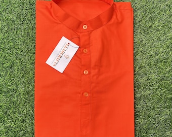 Pijama kurta de algodón naranja para hombre: Punjabi Shalwar Kameez