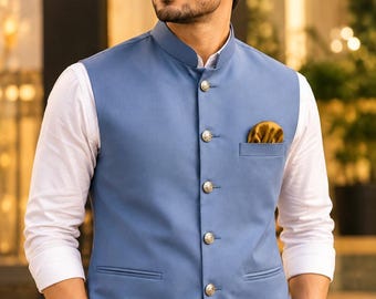 Veste Nehru en coton pour homme, gilet de festival indien, vêtement traditionnel pour homme