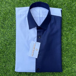 Elegant Half White & Half Black | Subtle Shine Cotton Fabric,block shirt