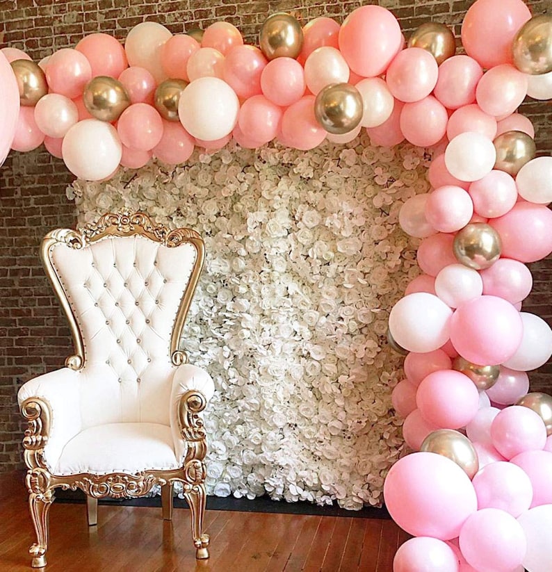 Balloon Garland Arch Kit 16Ft Long 112pcs Pink White Gold Etsy Balloon Garland Arch Kit 16Ft Long 112pcs Pink White Gold Etsy