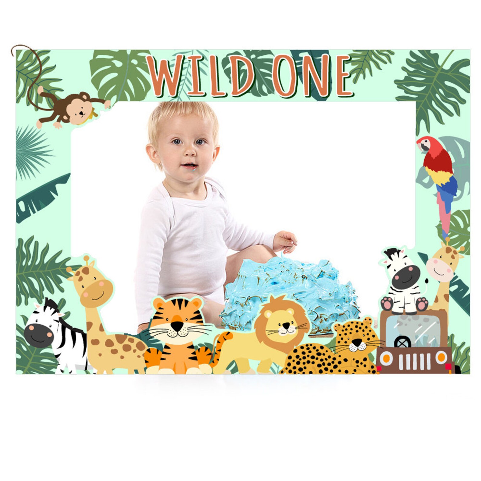 Wild One Photo Booth Frame Wild One Safari Animals Birthday Etsy