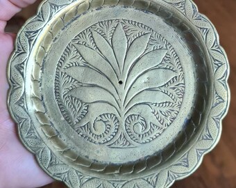 Wiccan Alter Offering Dish Pagan Decor Indian Embossed Dish Witchcraft Vintage Round Brass Dish Wiccan Decorative Boho Pin Dish