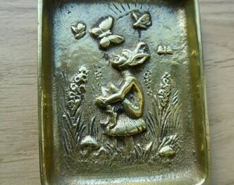 Wiccan Alter Offering Dish Pagan Decor Indian Embossed Dish Witchcraft Vintage Round Brass Dish Wiccan Decorative Boho Pin Dish