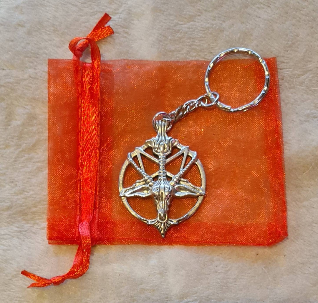 Baphomet Key Ring Bag Charm With Gift Bag Pagan Wiccan Etsy