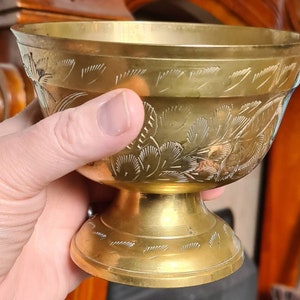 Vintage Indian Brass Offering Bowl or Dish, Altar Piece, Witchcraft, Pagan, Wiccan, Witch