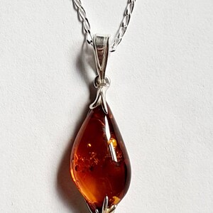 Sterling Silver Necklace Gift For Her Wiccan Pagan Baltic Amber Flower Pendant