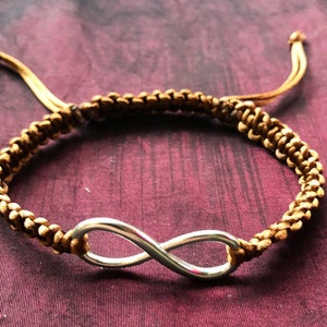 Pulseira Macrame Infinity Prata Esterlina, Pagão, Wiccan, Bruxaria, Amor, Amizade