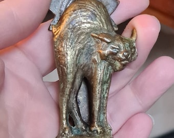 Antique Vintage Brass Witches Cat Door Knocker, Feline Door Knocker, Witchcraft, Pagan, Wiccan, Witch, Witches Familiar, Cat Lover