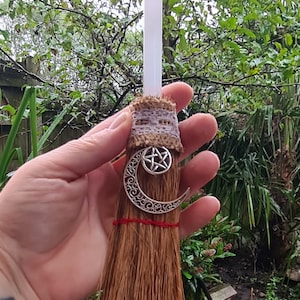 Selenite Altar Besom Broom Broomstick, Pagan, Witchcraft, Wiccan, Altar Tool, Witch