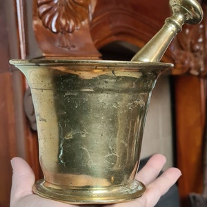 Antique Brass Mortar & Pestle, Herb Crusher, Pagan, Wiccan, Witchcraft, Spells, Kitchen Witch, Kitchen Utensil, Apothecary, Pharmacy