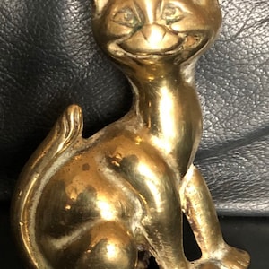 Vintage Brass Cat Poker Stand Candle Holder Incense Cone Burner, Witches Familiar, Fireside Companion, Witchcraft, Pagan, Witch, Altar Piece