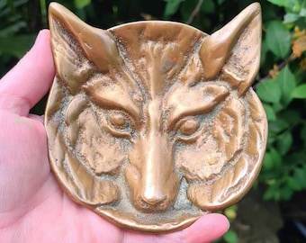 Antique Brass Fox Wolf Dish, Offering Dish, Pin, Coin, Pagan, Wiccan, Witchcraft, Witch