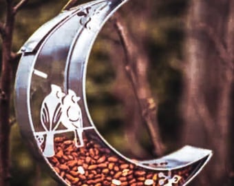 Crescent Moon Bird Feeder Garden Decor, Pagan, Wiccan, Witch, Witchcraft