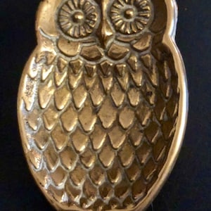 Vintage Brass Owl Offering Plate, Altar Piece, Witchcraft, Pagan, Wiccan, Coin Dish, Pin Dish