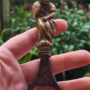 Antique Vintage Brass Flying Witch On A Broomstick Besom Bottle Opener, Witchcraft, Pagan, Witch, Wiccan