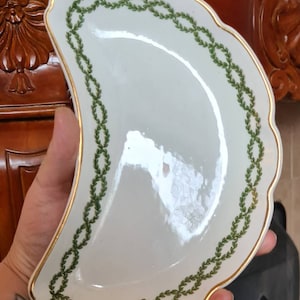 Antique English China Crescent & Sons Crescent Moon Altar Offering Plate, Pottery, Witchcraft, Pagan, Wiccan, Witch