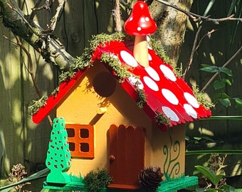 Wooden Witchy Toadstool Bird House Garden Decor, Pagan, Wiccan, Witch, Witchcraft