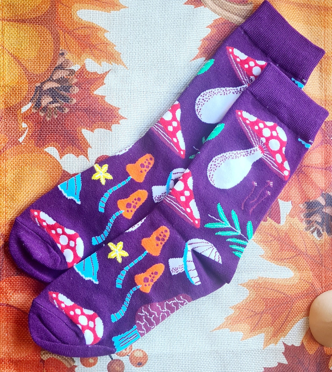 Witchy Mushroom Toadstool Shroom Socks, Pagan, Wiccan Witchcraft, Witch