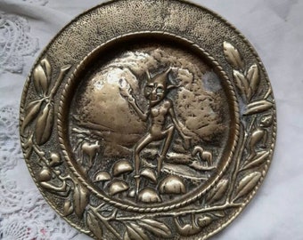 Antique Brass Pixie Plate Or Offering Dish, Ring Tray, Pagan, Witch, Witchcraft, Wiccan, Folklore