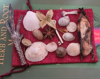 Bone Throwing Oracle Kit & Pouch, Witchcraft, Pagan, Wiccan, Divination, Casting Bones