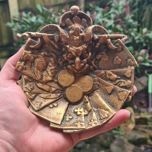 Antique Brass Devil, Diablo, Demon Satyr Pan Offering Dish, Card Pin Coin Dish Witchcraft, Pagan, Wiccan, Witch, Altar Piece, Occult