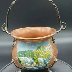 Vintage Handpainted Hammered Copper Witches Cauldron, Swedish, Witchcraft, Pagan, Incense Burner, Witch, Wiccan