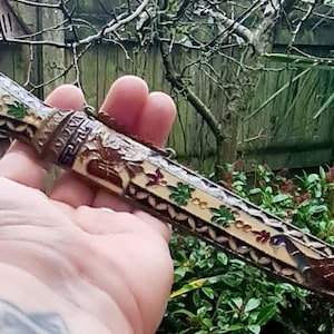 Antique Enamelled Brass Athame Ornate Letter Opener, Witches Ritual Knife With Sheath, Witchcraft, Pagan, Wiccan, Witch