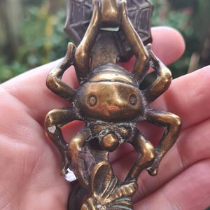 Rare Antique Vintage Bronze Brass Spider Eating A Fly On Web Door Knocker, Pagan, Witchcraft, Wiccan, Witch
