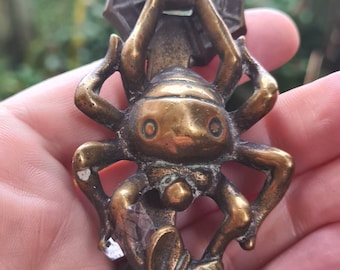 Rare Antique Vintage Bronze Brass Spider Eating A Fly On Web Door Knocker, Pagan, Witchcraft, Wiccan, Witch