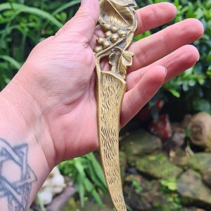 Vintage Brass Grape Vine Wand Athame Ritual Knife Letter Opener, Witchcraft, Pagan, Wiccan, Witch, Antique, Hedge Witch