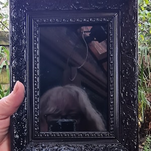 Vintage Wooden Framed Scrying Black Mirror For Divination, Witchcraft, Pagan, Witch, Wiccan, Handmade