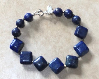 Lapis Lazuli & Pyrite Silver Bracelet, Gift For Her, Pagan, Wiccan, Witchcraft, Honor Gods and Power, Spirit And Vision, Witch