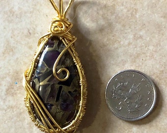 Amethyst & Copper Hand Wired Pendant - February Birthstone, Gift For Her, Witchcraft, Pagan, Wiccan, Witch