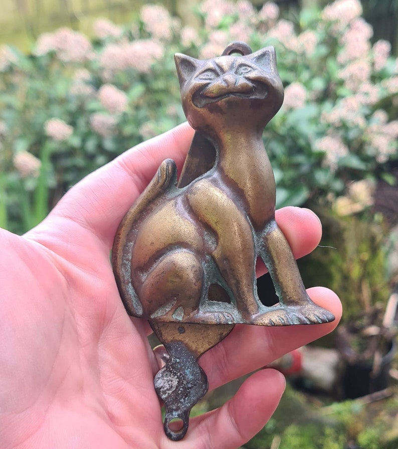Antique Brass Cat Door Knocker Feline Door Knocker Antique Etsy