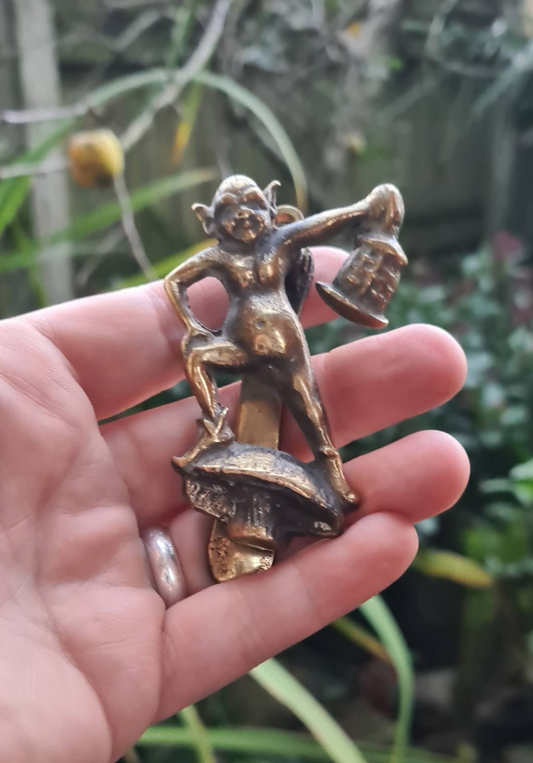 Antique Brass Cornish Pisky Pixie Door Knocker, Jack O Lantern Brass