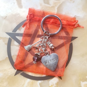 Witch Key Ring Bag Charm With Gift Bag, Pagan, Wiccan, Witchcraft, Occult