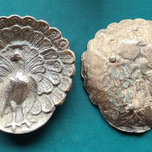 Antique Brass Peacock Offering Dish, Coin Dish, Pin Tray, Ring Tray, Pagan, Witch, Witchcraft, Wiccan