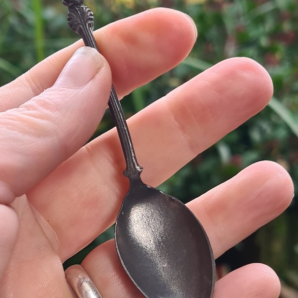 Antique Pewter Incense Spoon, Salt Spoon, Pagan, Wiccan, Witch, Witchcraft,