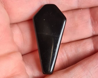 Black Agate Coffin Sterling Silver Brooch, Coffin Sterling Silver Pin, Black Agate Talisman, Pagan, Wiccan, Witchcraft, Protection