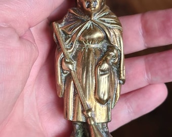 Antique Brass Witch Mother Shipton Door Knocker, Pagan, Witch, Wiccan, Witchcraft, Ursula Southeil, Prophetess, Soothsayer, Vintage