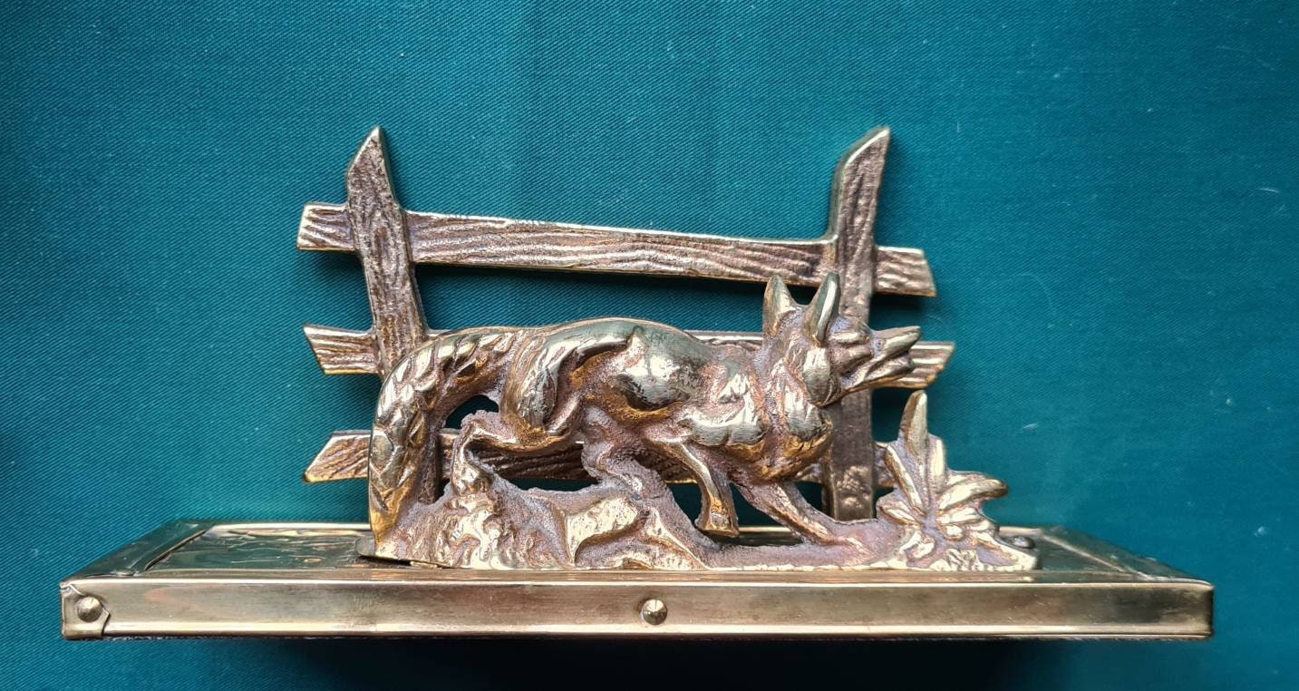 Vintage Large Brass Fox Letter Holder, Letter Rack, Pagan, Wiccan, Witch, Witchcraft, Business Card Holder