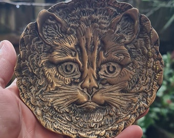 Antique Vintage Brass Cat Offering Dish, Trinket Coin Pin Dish,  Witchcraft, Pagan, Wiccan, Witch