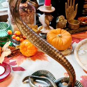 Antique Brass Cobra Snake Serpent Sculpture Unusual Altar Peice, Witchcraft, Pagan, Wiccan, Witch, Occult