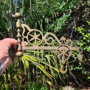 Antique Victorian Brass Fireside Cooking Pot Cauldron Swinging Sconce Crane With Pulley System, Pagan, Wiccan, Witch, Witchcraft