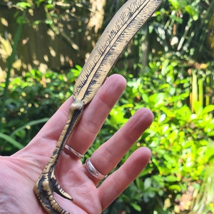 Antique Brass Feather & Claw Wand Athame Ritual Knife Letter Opener, Witchcraft, Pagan, Wiccan, Witch