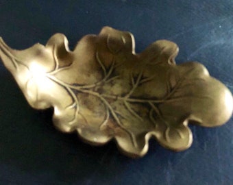 Vintage Brass Oak Leaf Offering Bowl, Altar Tool, Pagan, Wiccan, Witchcraft, 0gham, Pin, Coin, Peerage