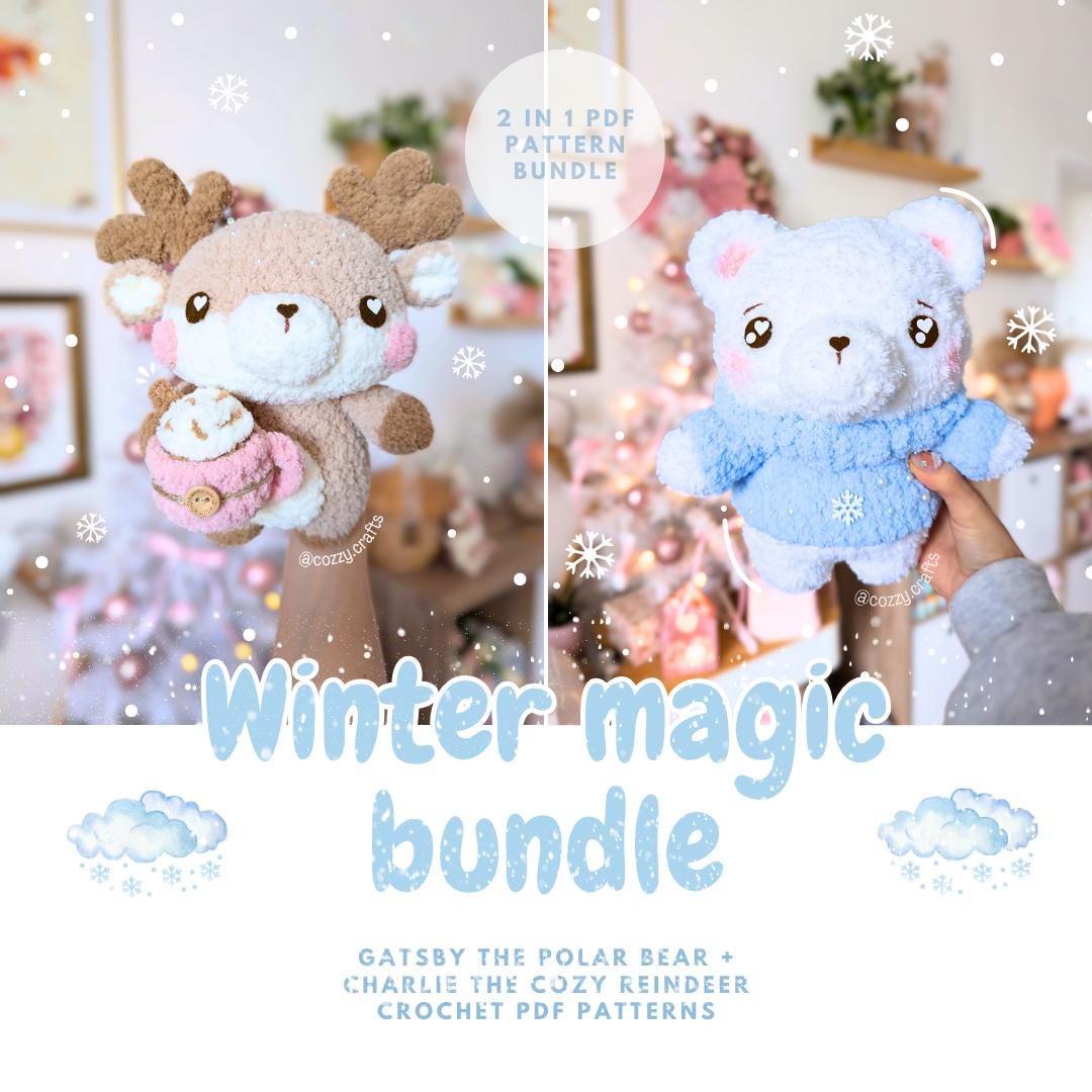 Crochet Bundle PDF Pattern | Polar Bear + Cozy Reindeer - Etsy