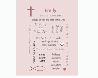 Gift baptism personalized, baptism gift girl, baptism gift godchild, baptism boy, greeting card baptism with name, baptism