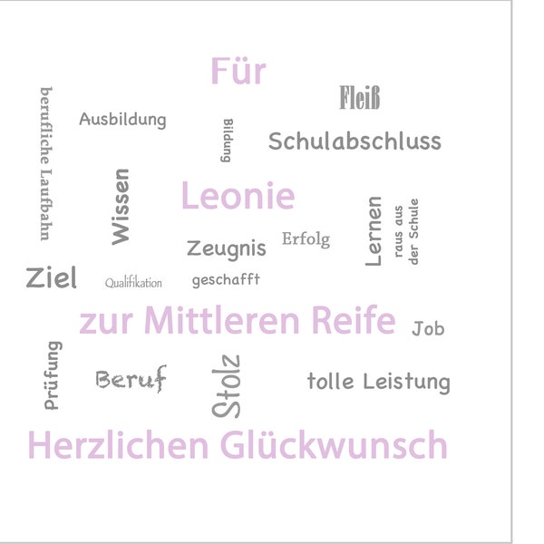 Schulabschluss Definition: Grußkarte mit Umschlag Herzlichen Glückwunsch zum Realschulabschluss / Hauptschulabschluss / Mittlere Reife